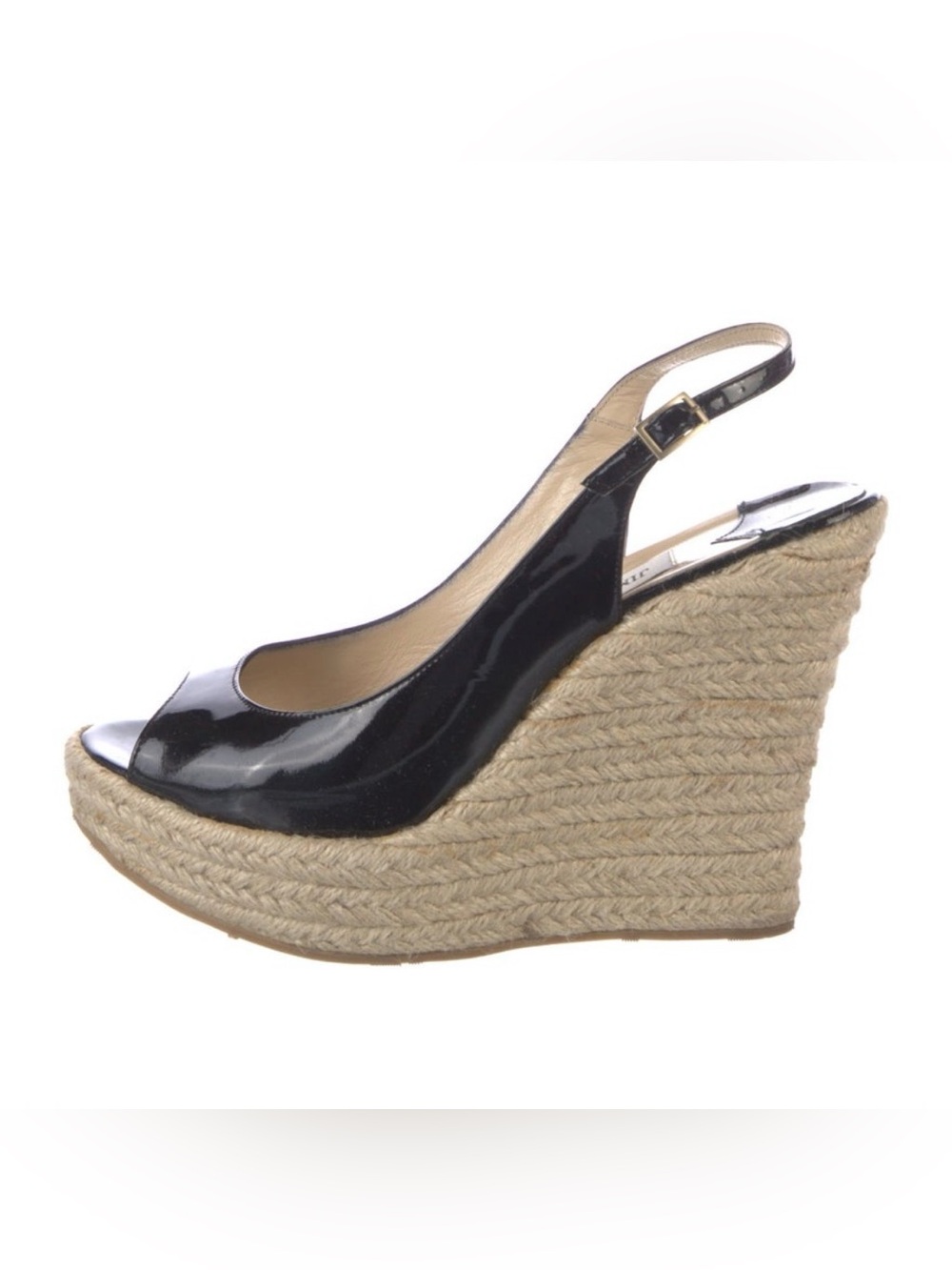 Jimmy Choi Raffia and patent leather  Slingback wedges Sz 8 Uk 39